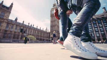Shoes of Couple Holding Hands In London Near Big Ben 1024x683