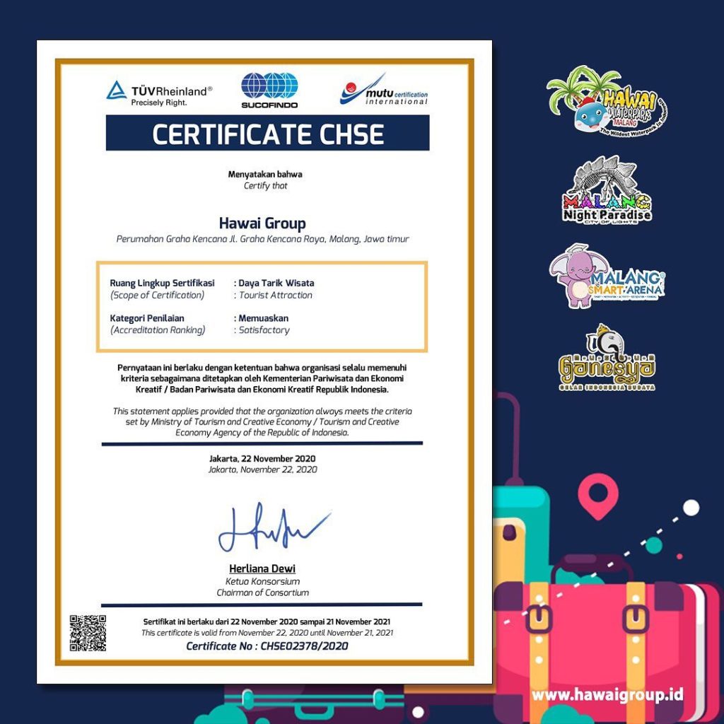 Hawai Group Malang sudah mengantongi certificate CHSE, image by IG : @hawaiwaterpark