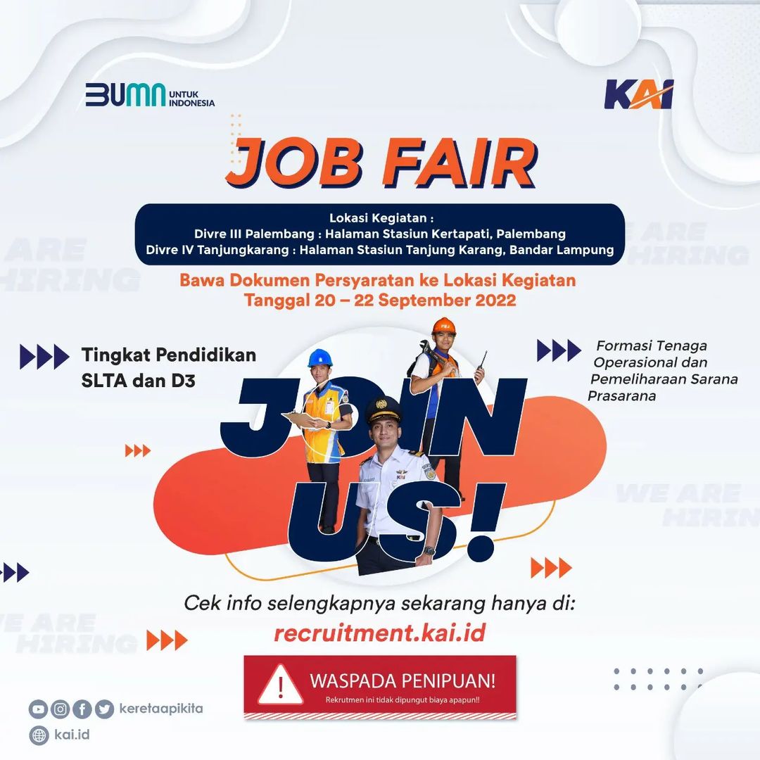 KAI Buka Lowongan Kerja Lewat Jobfair di Lampung