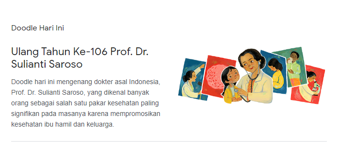 Prof. Dr. Sulianti Saroso Google Doodle Hari Ini!
