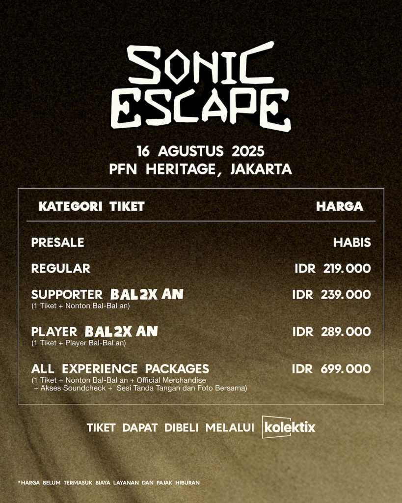 Harga Tiket Sonic Escape 2025