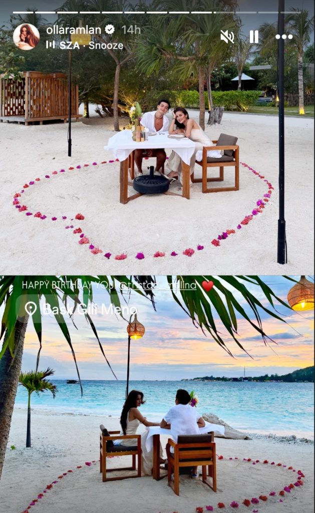 Potret Olla Ramlan dan Tristan Molina di Gili Meno, Lombok, image by IG: ollaramlan