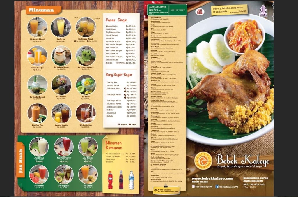 Daftar Harga Menu Bebek Kaleyo Terbaru 2025