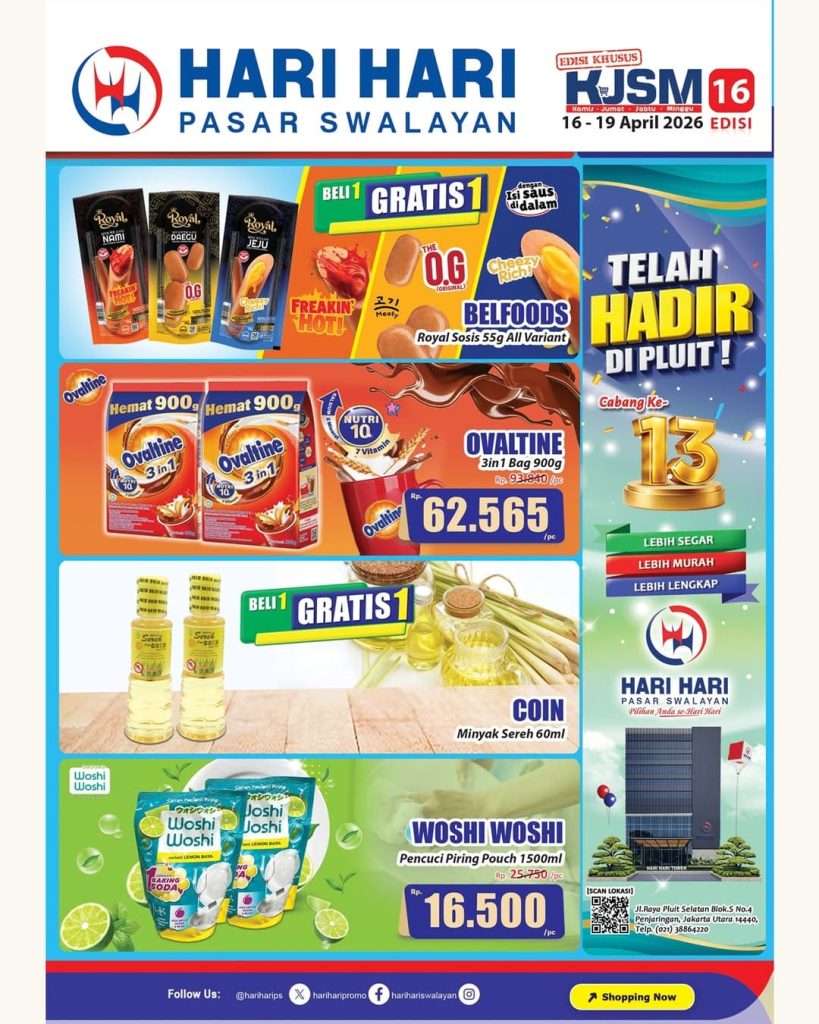 Katalog Promosi JSM Hari Hari Swalayan Terbaru Hari Ini 16-19 April 2026, Banyak Diskon Spesial!