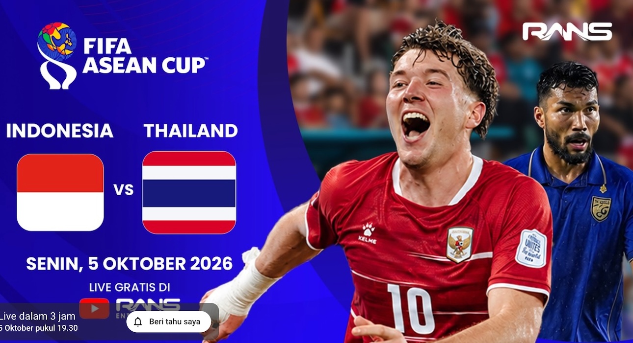 Ini 2 Link Live Streaming Final Indonesia vs Thailand FIFA ASEAN Cup 2026, Jangan Ketinggalan! 1 Ini 2 Link Live Streaming Final Indonesia vs Thailand FIFA ASEAN Cup 2026, Jangan Ketinggalan!